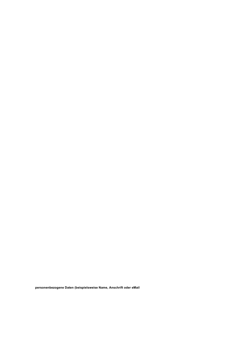 personenbezogene Daten (beispielsweise Name, Anschrift oder eMail